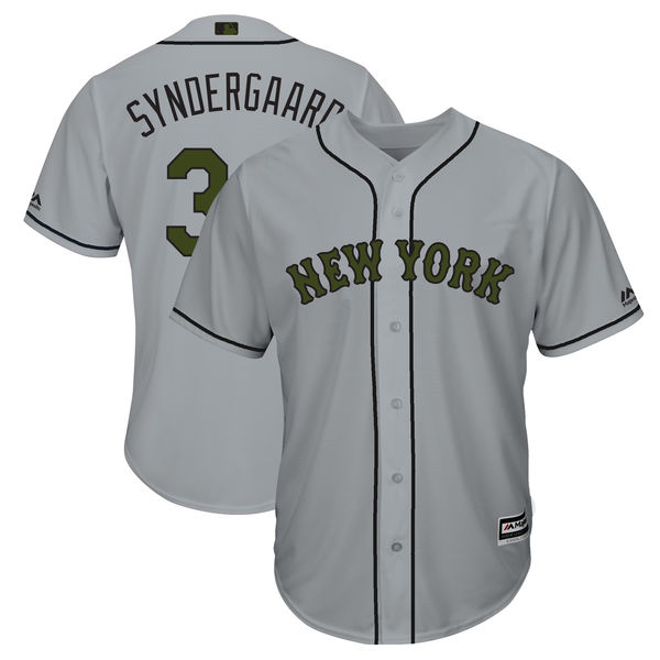 Men's New York Mets #34 Noah Syndergaard Gray 2018 Memorial Day Cool Base Stitched MLB Jersey